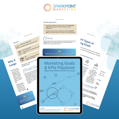 Sparkpoint Marketing Marketing Goals & KPIs Playbook on a blue background