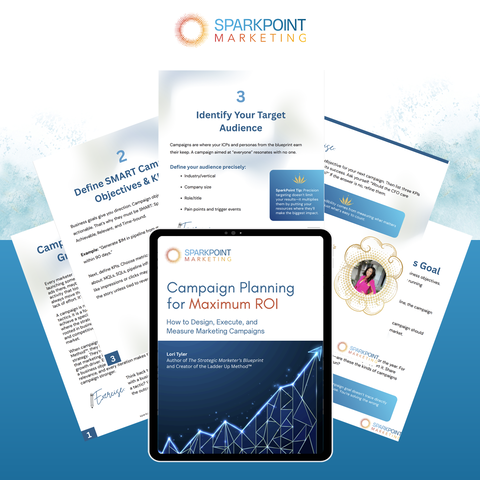 Sparkpoint Marketing campaign planning guide on a blue background